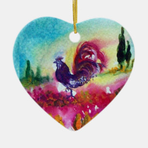 ORNAMENTO DE CERÂMICA FLORES E CORAÇÃO NEGRA