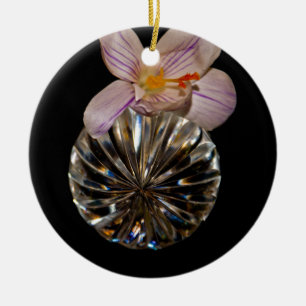 Ornamento De Cerâmica Flores e Cristal