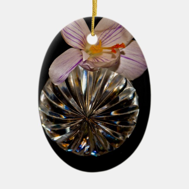 Ornamento De Cerâmica Flores e Cristal (Frente)