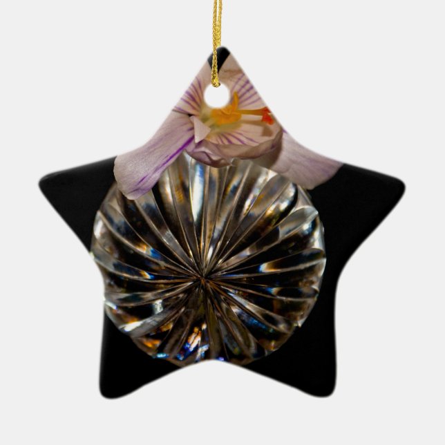 Ornamento De Cerâmica Flores e Cristal (Frente)