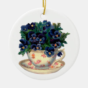 Ornamento De Cerâmica Flores em uma arte do vintage do Teacup