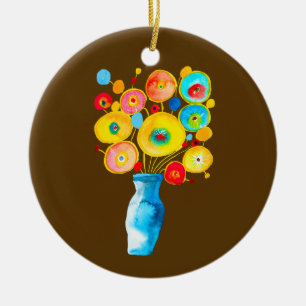 Ornamento De Cerâmica Flores funerárias, aquarela