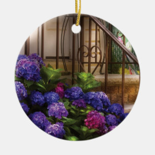 Ornamento De Cerâmica Flores - Hydrangia e Geraniums