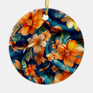Ornamento De Cerâmica Flores Laranjas em Toda Parte