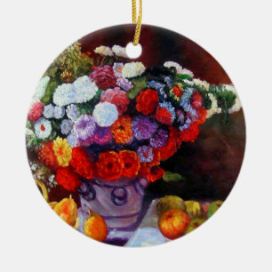 Ornamento De Cerâmica Flores Monet e Frutas