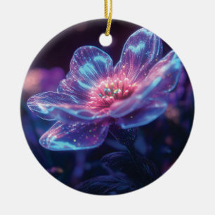 Ornamento De Cerâmica Flores Neon Brilhantes - Florestas Cosmicas Encant