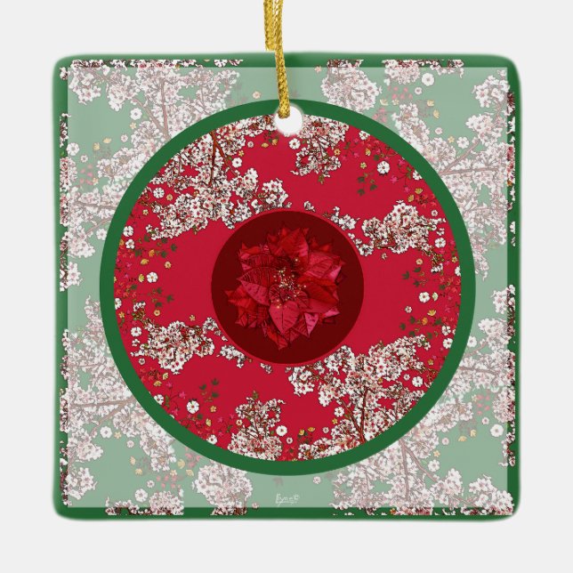 Ornamento De Cerâmica Flores para o Natal (Frente)
