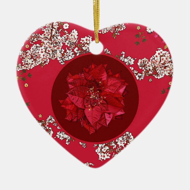 Ornamento De Cerâmica Flores para o Natal (Frente)