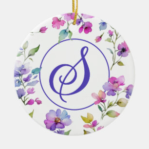 Ornamento De Cerâmica Flores silvestres cor-de-rosa-rosa-Elegante