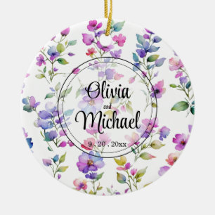 Ornamento De Cerâmica Flores silvestres cor-de-rosa-rosa-Elegante