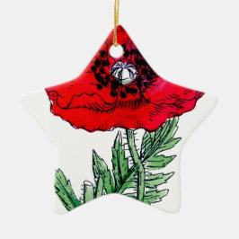 Ornamento De Cerâmica flores vermelhas papoulas vinhas vintage florações