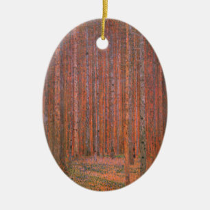Ornamento De Cerâmica Floresta de Abetos de Gustav Klimt Tannenwald Árvo