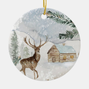 Ornamento De Cerâmica Floresta de Cabina de Montanha Russa Natal