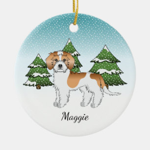 Ornamento De Cerâmica Floresta de inverno Apricot & White Mini Goldendoo