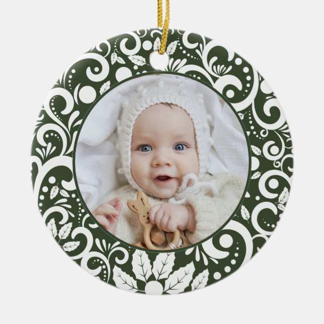 Ornamento De Cerâmica Floresta de Natal de 1rua Foto Elegante Festiva Ve (Frente)