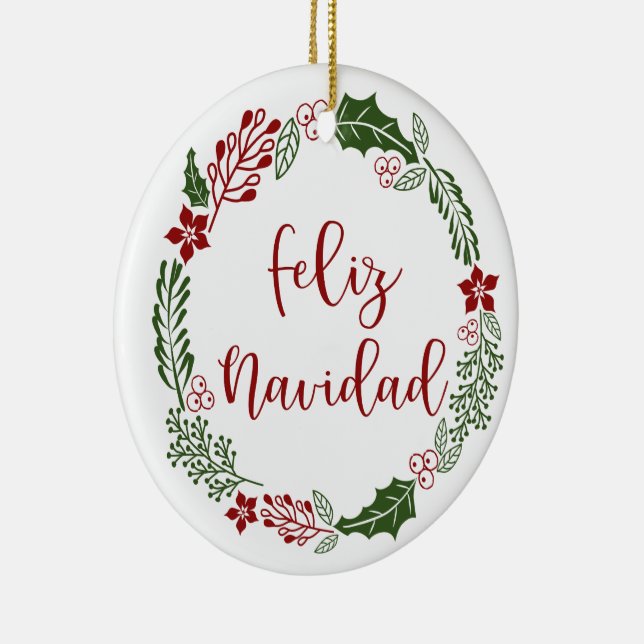 Ornamento De Cerâmica Floresta de Natal espanhola, Feliz Navidad (Direito )
