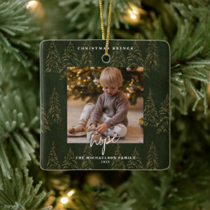 Ornamento De Cerâmica Floresta de Natal ouro em Árvores