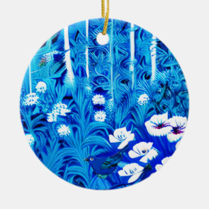 Ornamento De Cerâmica Floresta Fantasia com Flores e Pássaros