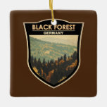 Ornamento De Cerâmica Floresta Negra Alemanha Viagem Art Vintage<br><div class="desc">Floresta Negra num estilo de arte vetorial. A Floresta Negra é uma região montanhosa no sudoeste da Alemanha,  na fronteira com a França.</div>