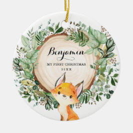 Ornamento De Cerâmica Floresta russa Fox Baby Primeiro Natal