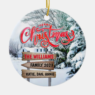 Ornamento De Cerâmica Floresta russa Natal Snow Woodland