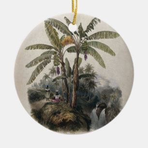 Ornamento De Cerâmica Floresta Tropical Antiquada de Banana   Vintage Bo