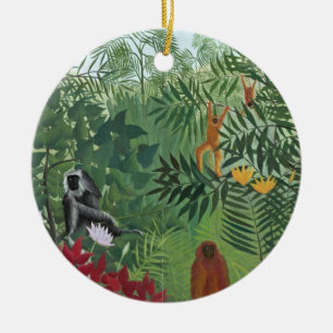 Ornamento De Cerâmica Floresta tropical com Macaco, 1910 (óleo em
