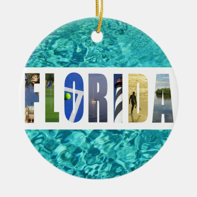 Ornamento De Cerâmica Florida Beach Ocean Viagem Photo Christmas (Frente)