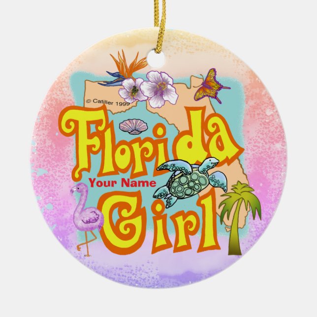 Ornamento De Cerâmica Florida Girl (Frente)