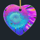 Ornamento De Cerâmica Florim azul-rosa púrpura do girassol elegante<br><div class="desc">Foto de girassol gigante azul e rosa -</div>