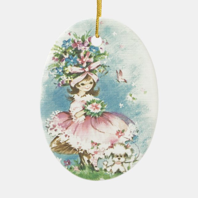 Ornamento De Cerâmica Florista do vintage (Frente)