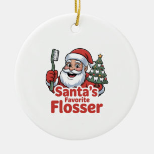 Ornamento De Cerâmica Flosser Favorito do Papai Noel Natal Odontologia D