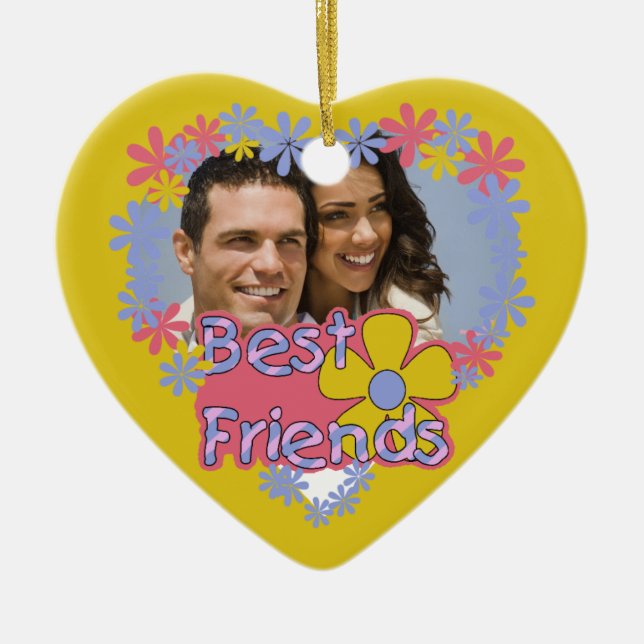 Ornamento De Cerâmica Flower Power Best Friends Photo Keepsaet (Frente)