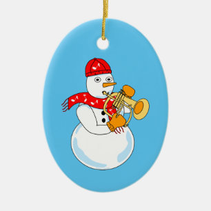 Ornamento De Cerâmica Flugelhorn Snowman