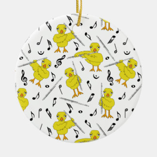 Ornamento De Cerâmica Flute Pintinho Flutes Música Notas Cerâmicas