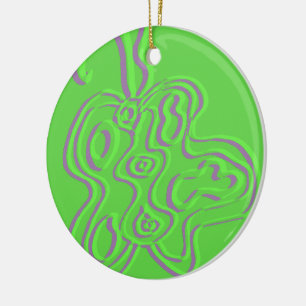Ornamento De Cerâmica Flutterfly "Vermelha" verde embutida