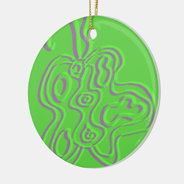 Ornamento De Cerâmica Flutterfly "Vermelha" verde embutida (Esquerda)