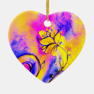 Ornamento De Cerâmica FLUXAS QUÍMICAS cor-de-rosa, púrpura, azul