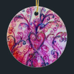 Ornamento De Cerâmica FLUXOS WHIMSICAL azul-claro<br><div class="desc">Flores coloridas e florescências em Primavera,  pintura aquosa com ouro e folha prateada.</div>