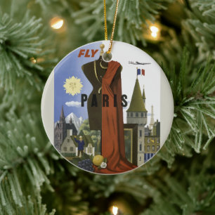 Ornamento De Cerâmica Fly Paris France Viagens vintage