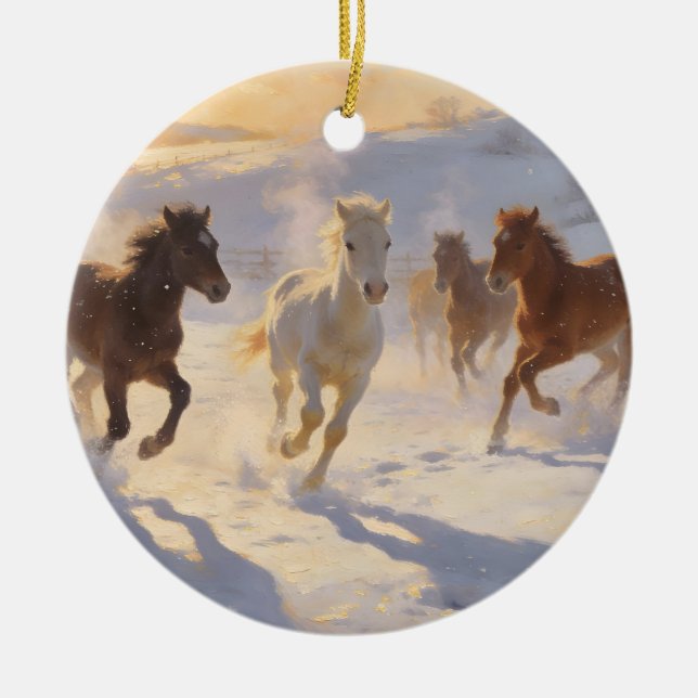 Ornamento De Cerâmica Foals at Play (Frente)