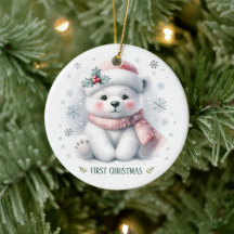 Fofa foto de urso polar no primeiro Natal de lembr