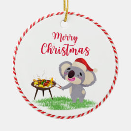Ornamento De Cerâmica Fofo de Natal australiano Koala apreciando um CHUR