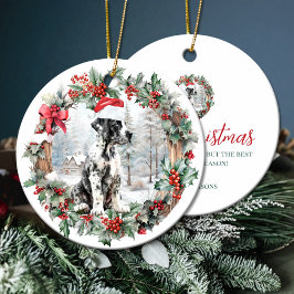 Ornamento De Cerâmica Fofo de Natal, ótimo cachorrinho dane Chapéu de Pa