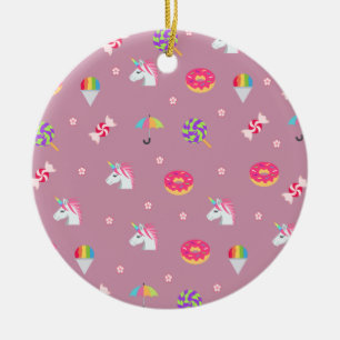 Ornamento De Cerâmica fofo rosa emoji unicorns candies flores lipops