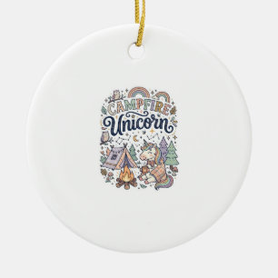 Ornamento De Cerâmica Fogo de Acampamento Unicórnio Unicórnio Premium Ve
