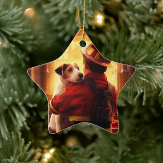 Ornamento De Cerâmica Fogo do Terrier Jack Russell, Cachorrinho, Amante 