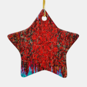 Ornamento De Cerâmica Fogo e gelo vermelho e azul