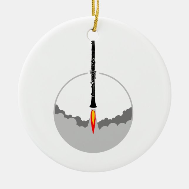 Ornamento De Cerâmica foguete do clarinete (Frente)