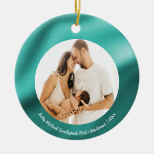 Ornamento De Cerâmica Folha Azul Teal, Bebê 1rua Natal